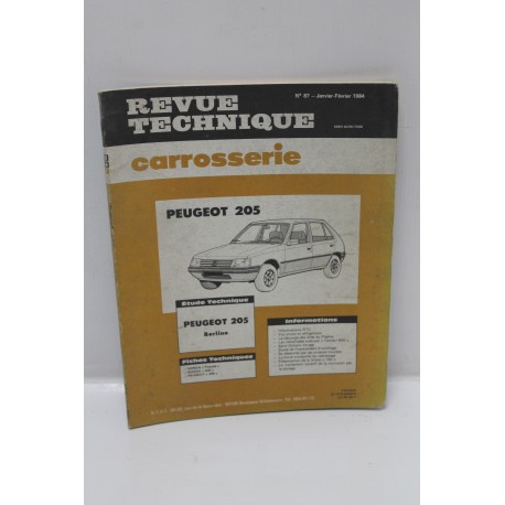 Revue Technique carrosserie pour Peugeot 205 numéro 87 janvier