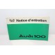 Notice d’entretien pour Audi 100 - Vintage Garage 