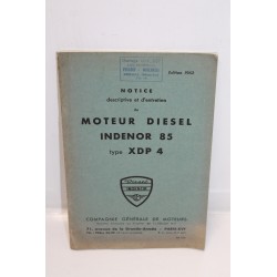Notice descriptive et d’entretien du moteur diesel Indenor 85 type XDP4 1962