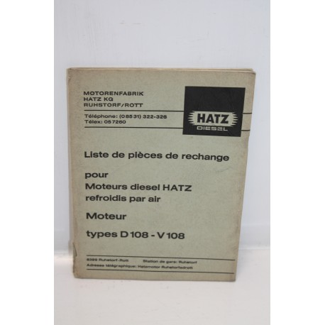 Liste de pièces de rechange moteurs diesel Hatz types d108 –