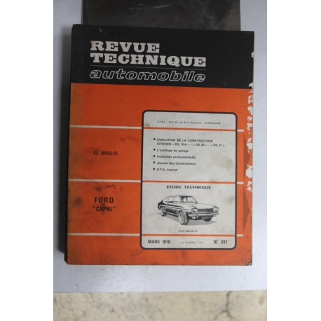 Revues techniques mars 1970 n°287 pour Ford Capri tous models -