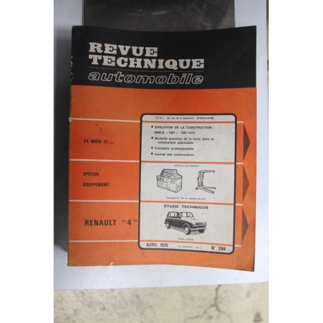 Revues techniques avril 1970 n°288 pour Renault 4 - Vintage