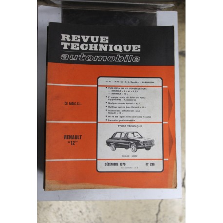 Revues techniques décembre 1970 n°296 pour Renault 12 berline