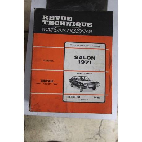 Revues techniques octobre 1971 n°306 pour Chrysler 160, 160 GT