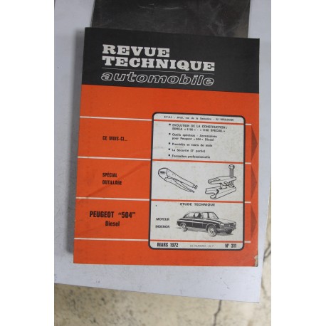 Revues techniques mars 1972 n°311 pour Peugeot 504 diesel