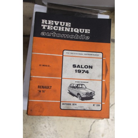 Revues techniques octobre n°339 1974 pour Renault 16TX -