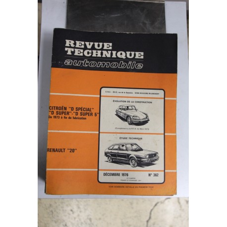 Revues techniques décembre 1976 n°362 pour Renault 20 - Vintage