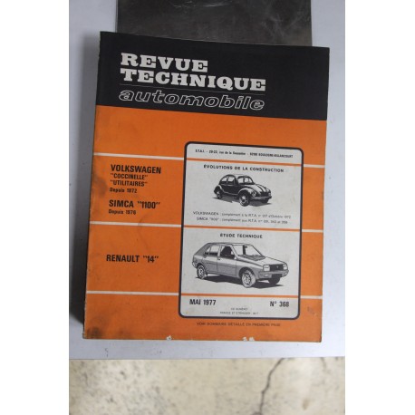 Revues techniques mai 1977 n°368 pour Renault 14 et évolution