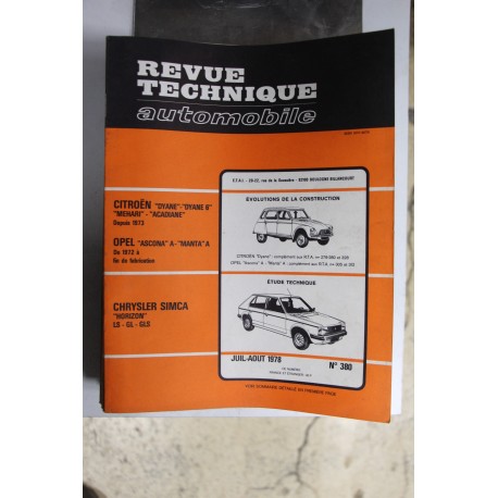 Revues techniques juillet/août 1978 n°380 pour Chrysler pour