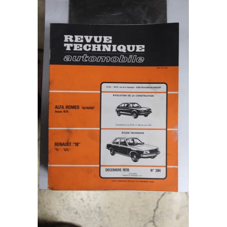 Revues techniques décembre 1978 n°384 pour Renault 18 TL et GTL