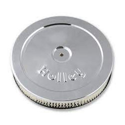 FILTRE à AIR UNIVERSEL HOLLEY 10 po de diamètre, rond, acier/chrome, logo Holley, hauteur de filtre de 2 po